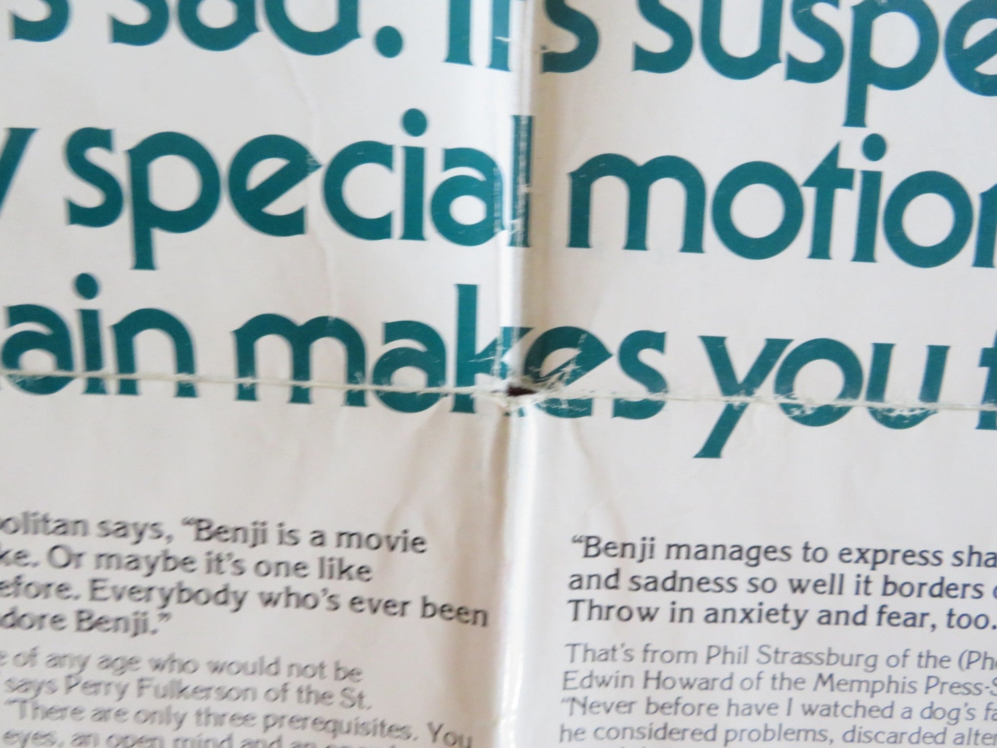 BENJI FOLDED US ONE SHEET POSTER PETER BRECK CHRISTOPHER CONNELLY 1975 Rendezvous Cinema Movie posters