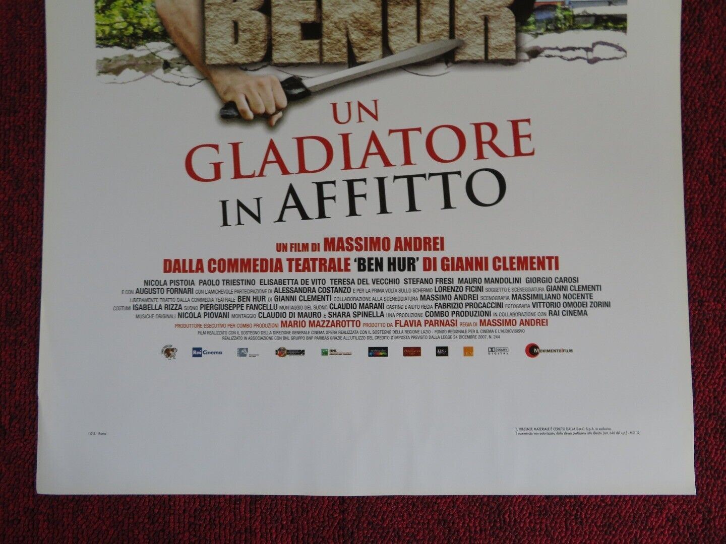 BENUR UN GLADIATORE IN AFFITTO ITALIAN LOCANDINA (27.5"x13") POSTER 2012 Movie posters