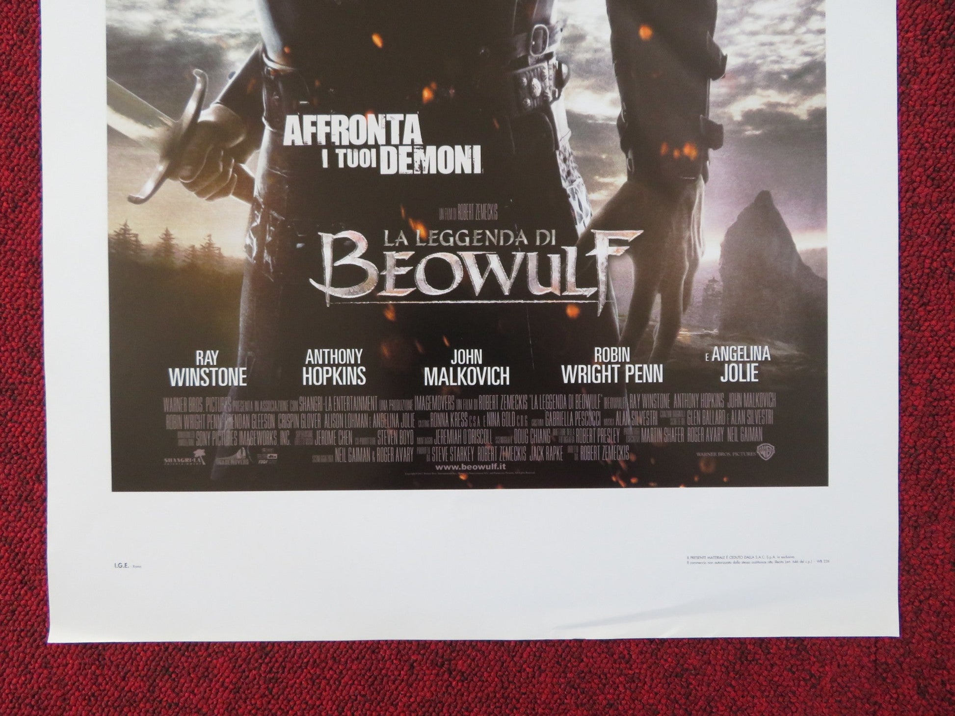 BEOWULF ITALIAN LOCANDINA POSTER RAY WINSTONE ANTHONY HOPKINS 2007 Rendezvous Cinema Movie posters