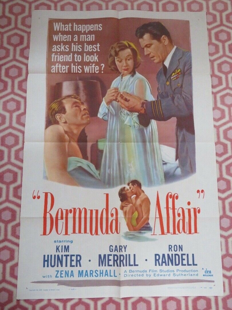 BERMUDA AFFAIR FOLDED US ONE SHEET POSTER KIM HUNTER GARY MERRILL 1956 Movie posters
