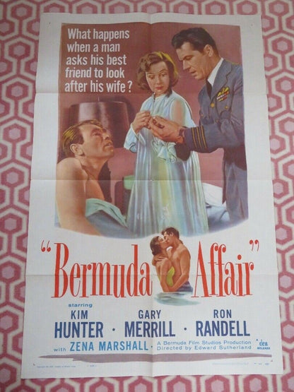 BERMUDA AFFAIR FOLDED US ONE SHEET POSTER KIM HUNTER GARY MERRILL 1956 Movie posters