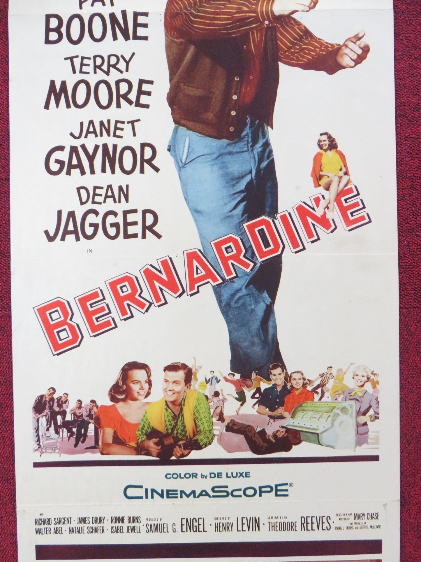 BERNARDINE US INSERT (14"x 36") POSTER PAT BOONE TERRY MOORE JANET GAYNOR 1957 Rendezvous Cinema Movie posters