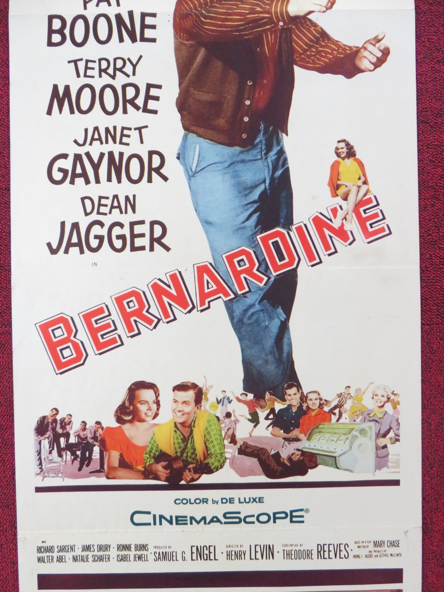 BERNARDINE US INSERT (14"x 36") POSTER PAT BOONE TERRY MOORE JANET GAYNOR 1957 Rendezvous Cinema Movie posters