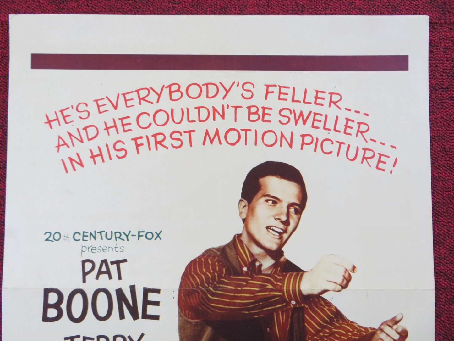 BERNARDINE US INSERT (14"x 36") POSTER PAT BOONE TERRY MOORE JANET GAYNOR 1957 Rendezvous Cinema Movie posters