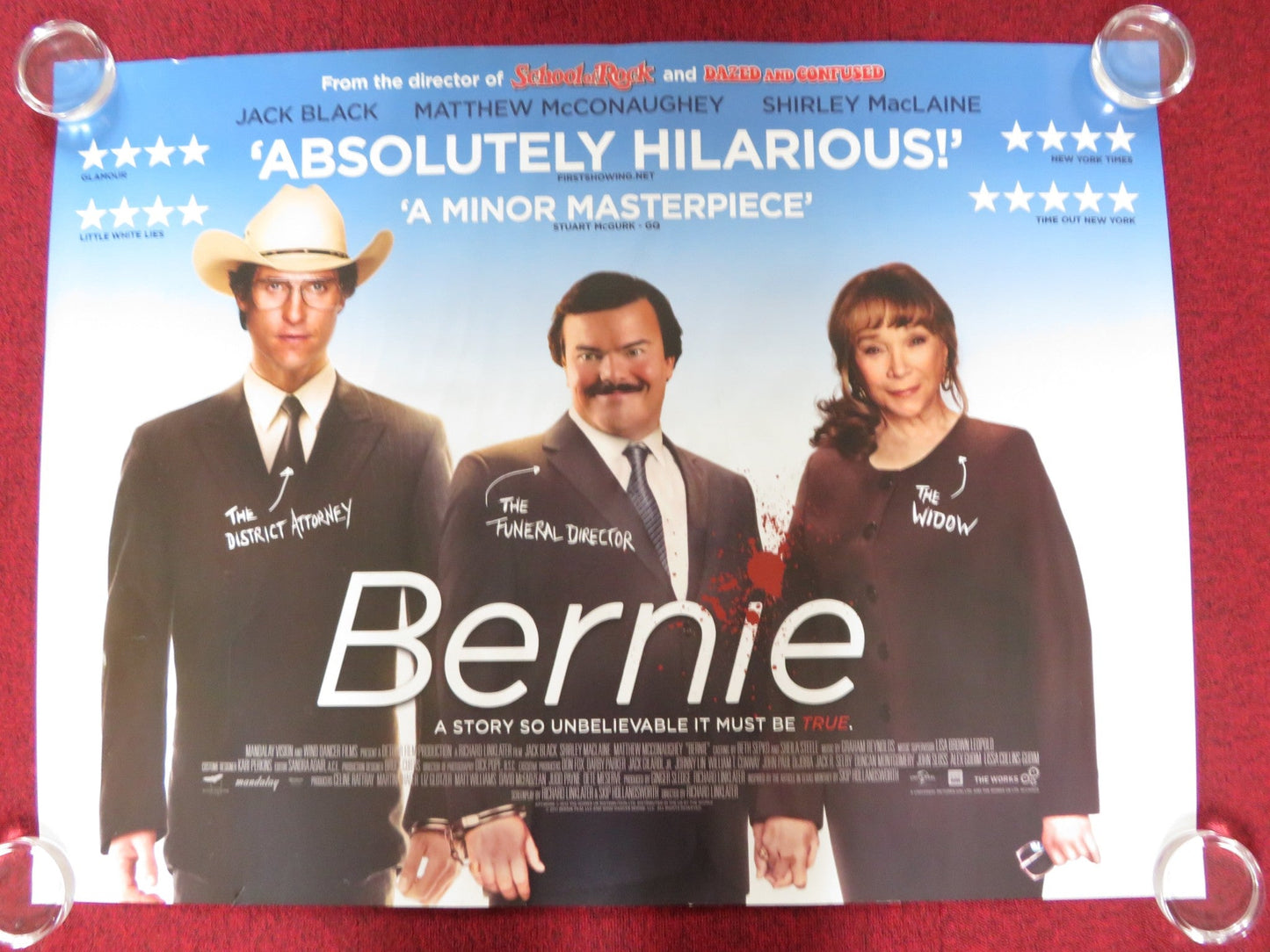 BERNIE UK QUAD ROLLED POSTER JACK BLACK MATTHEW MCCONAUGHEY 2011 Rendezvous Cinema Movie posters