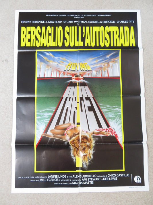 BERSAGLIO SULL'AUTOSTRADA ITALIAN 2 FOGLIO POSTER E. BORGNINE LINDA BLAIR 1988 Rendezvous Cinema Movie posters