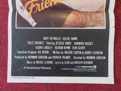 BEST FRIENDS FOLDED AUSTRALIAN DAYBILL POSTER Burt Reynolds Goldie Hawn 1982 - Rendezvous Cinema