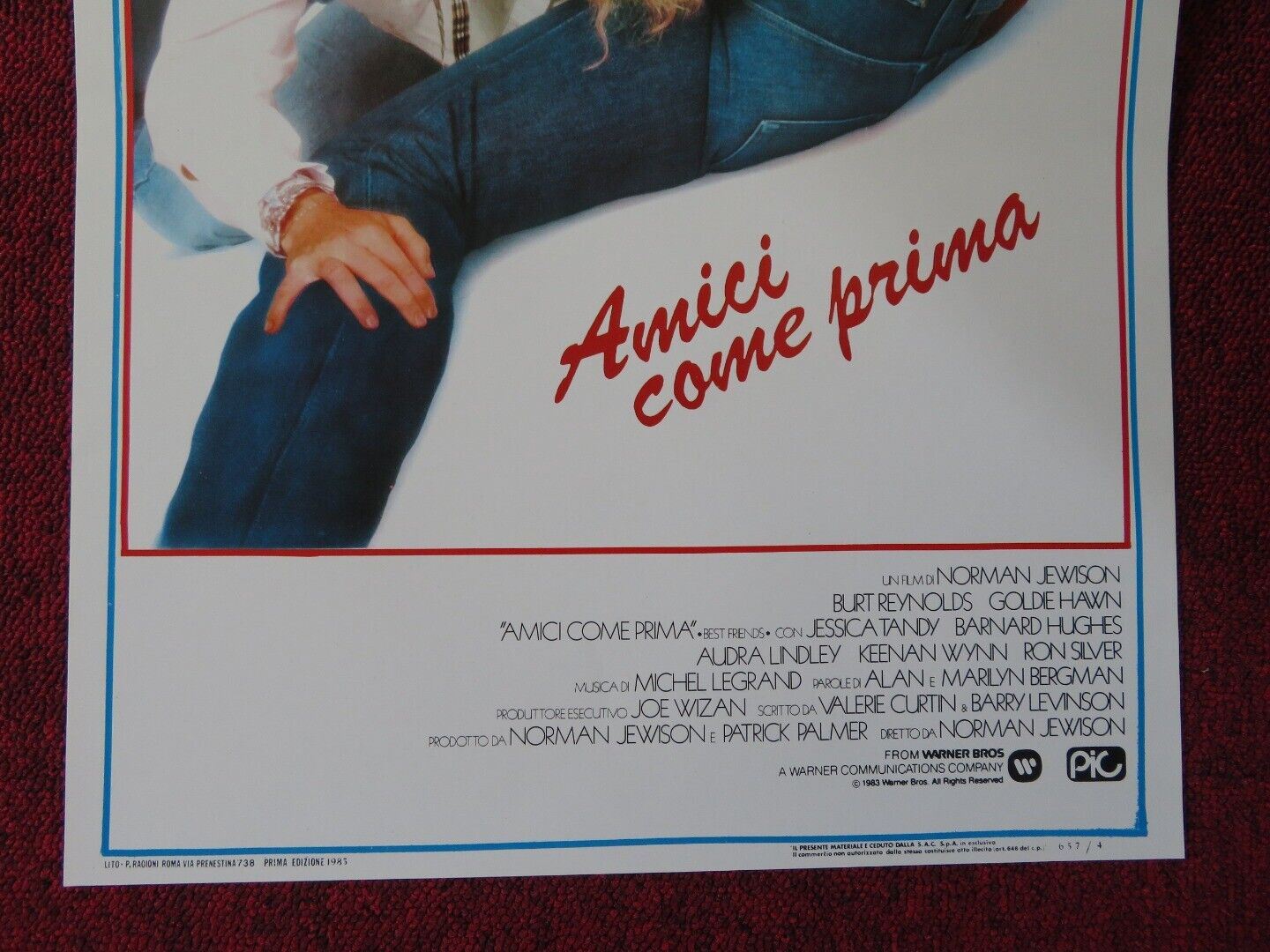 BEST FRIENDS ITALIAN LOCANDINA (27.5"x13") POSTER BURT REYNOLDS GOLDIE HAWN 1985 Movie posters