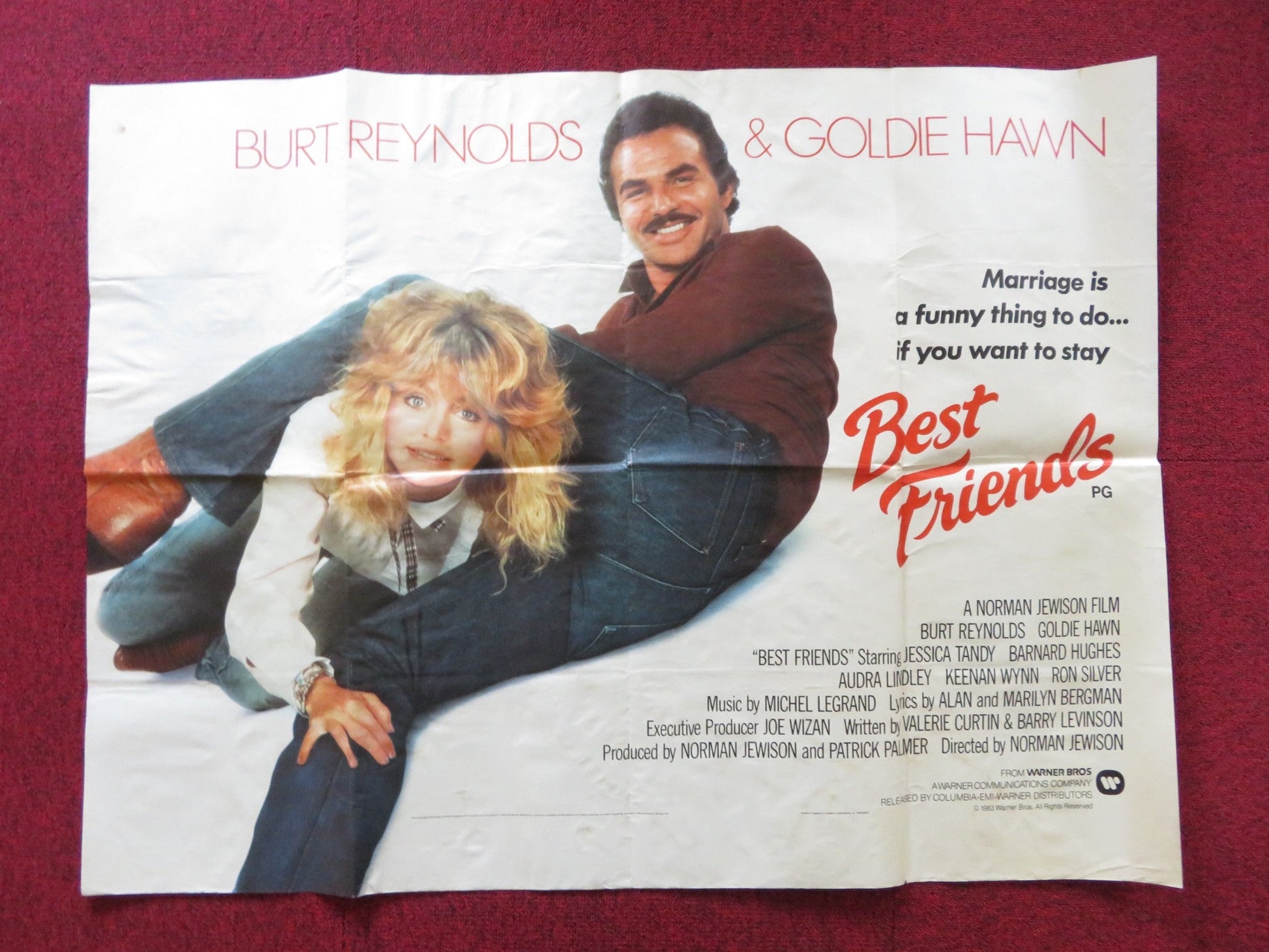 BEST FRIENDS UK QUAD POSTER FOLDED BURT REYNOLDS GOLDIE HAWN 1983 Rendezvous Cinema Movie posters