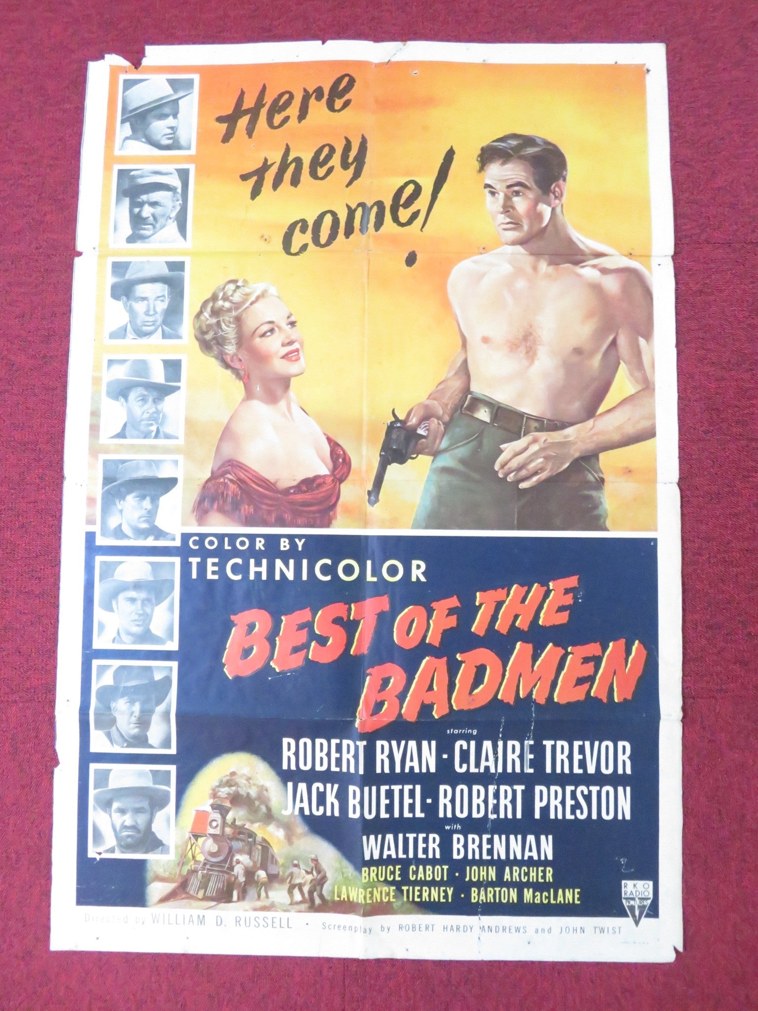 BEST OF THE BADMEN FOLDED US ONE SHEET POSTER ROBERT RYAN CLAIRE TREVOR 1951 Rendezvous Cinema Movie posters