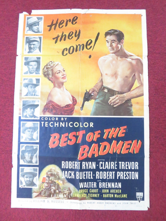 BEST OF THE BADMEN FOLDED US ONE SHEET POSTER ROBERT RYAN CLAIRE TREVOR 1951 Rendezvous Cinema Movie posters