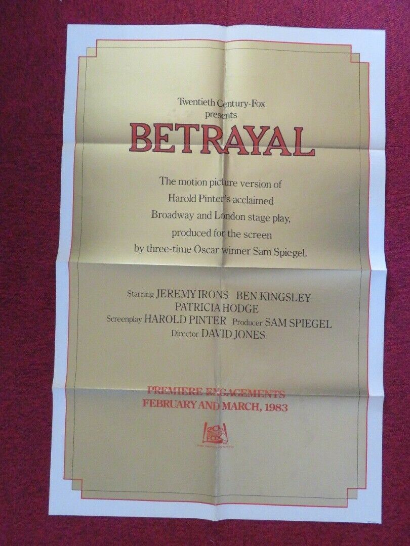 BETRAYAL FOLDED US ONE SHEET POSTER JEREMY IRONS BEN KINGSLEY 1983 - Rendezvous Cinema