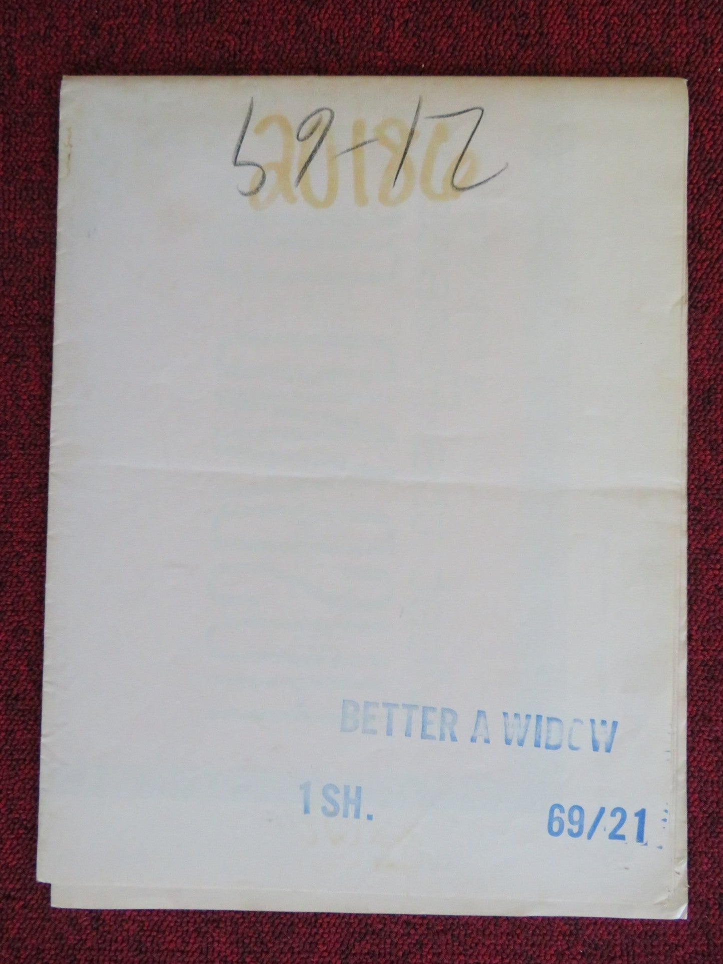 BETTER A WIDOW FOLDED US ONE SHEET POSTER VIRNA LISI PETER MCENERY 1969 Rendezvous Cinema Movie posters