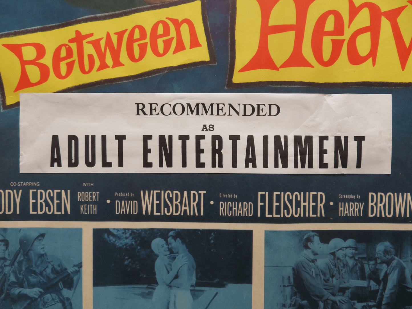 BETWEEN HEAVEN AND HELL US HALF SHEET (22"x 28") POSTER ROBERT WAGNER 1961 Movie posters