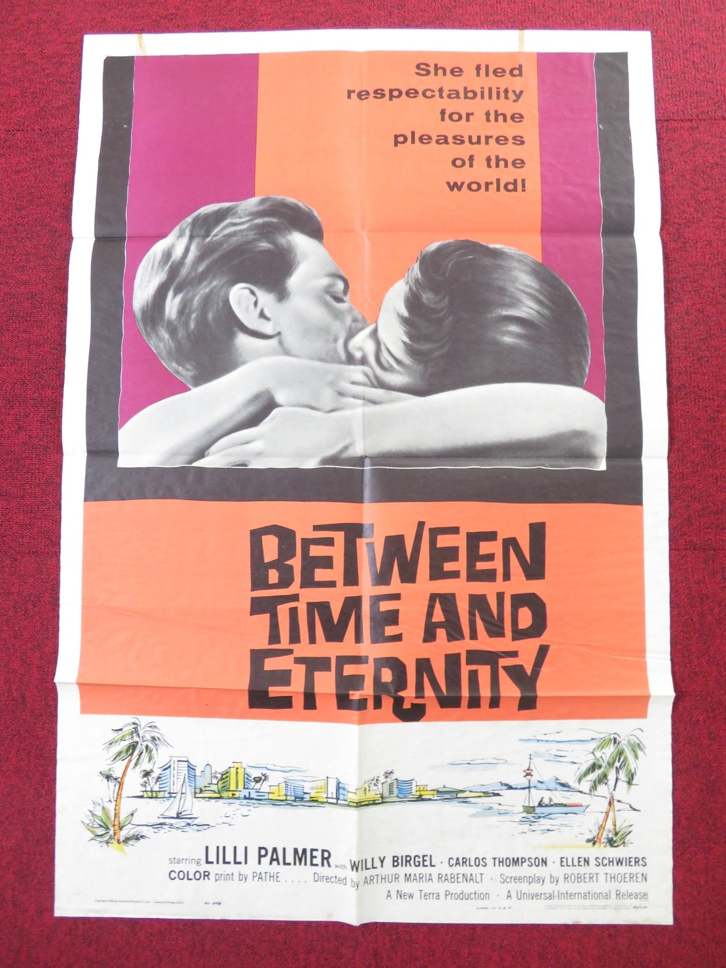 BETWEEN TIME AND ETERNITY FOLDED US ONE SHEET POSTER LILLI PALMER W. BIRGEL 1960 Rendezvous Cinema Movie posters