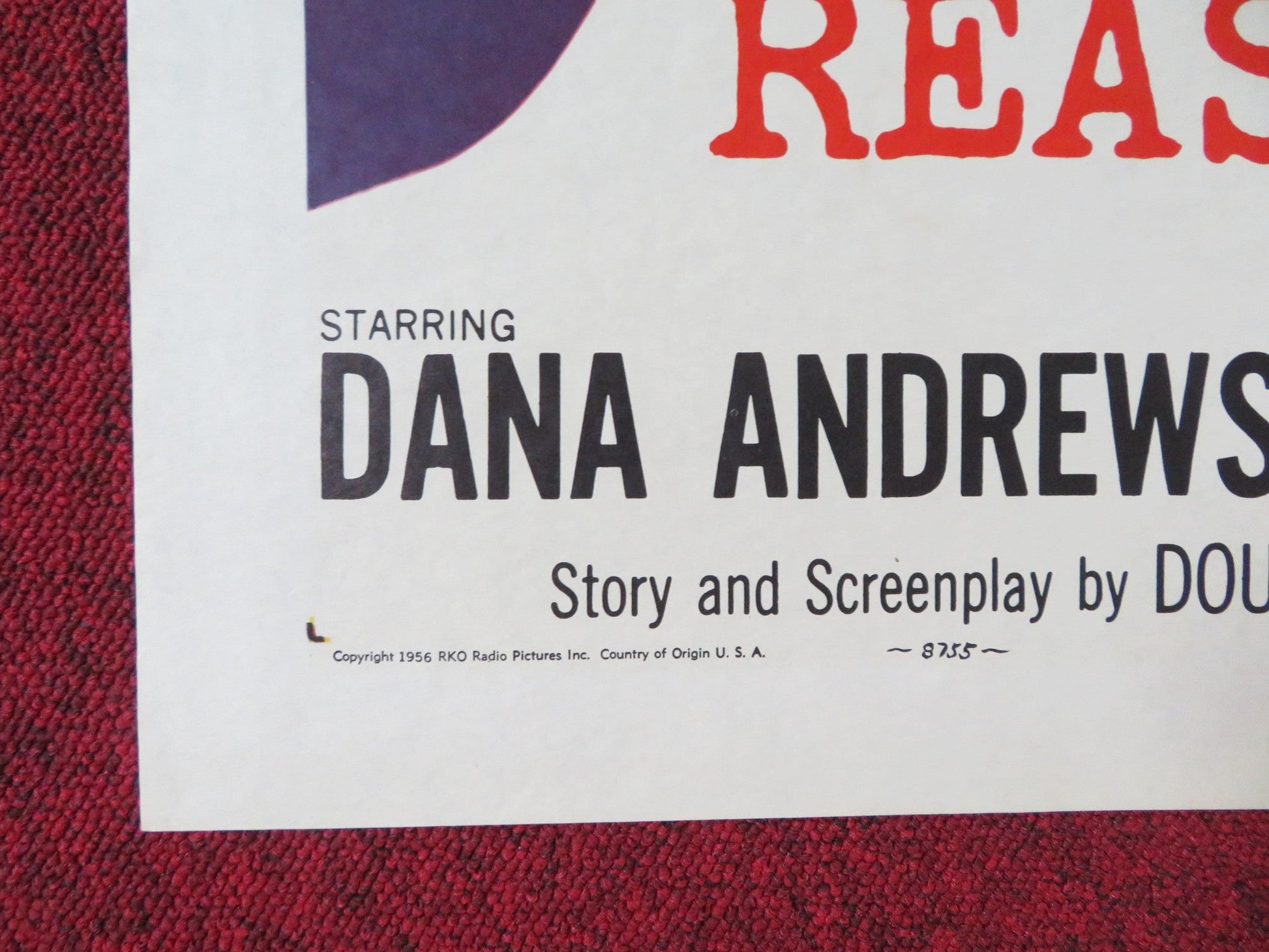 BEYOND A REASONABLE DOUBT FOLDED US ONE SHEET POSTER DANA ANDREWS 1956 Rendezvous Cinema Movie posters