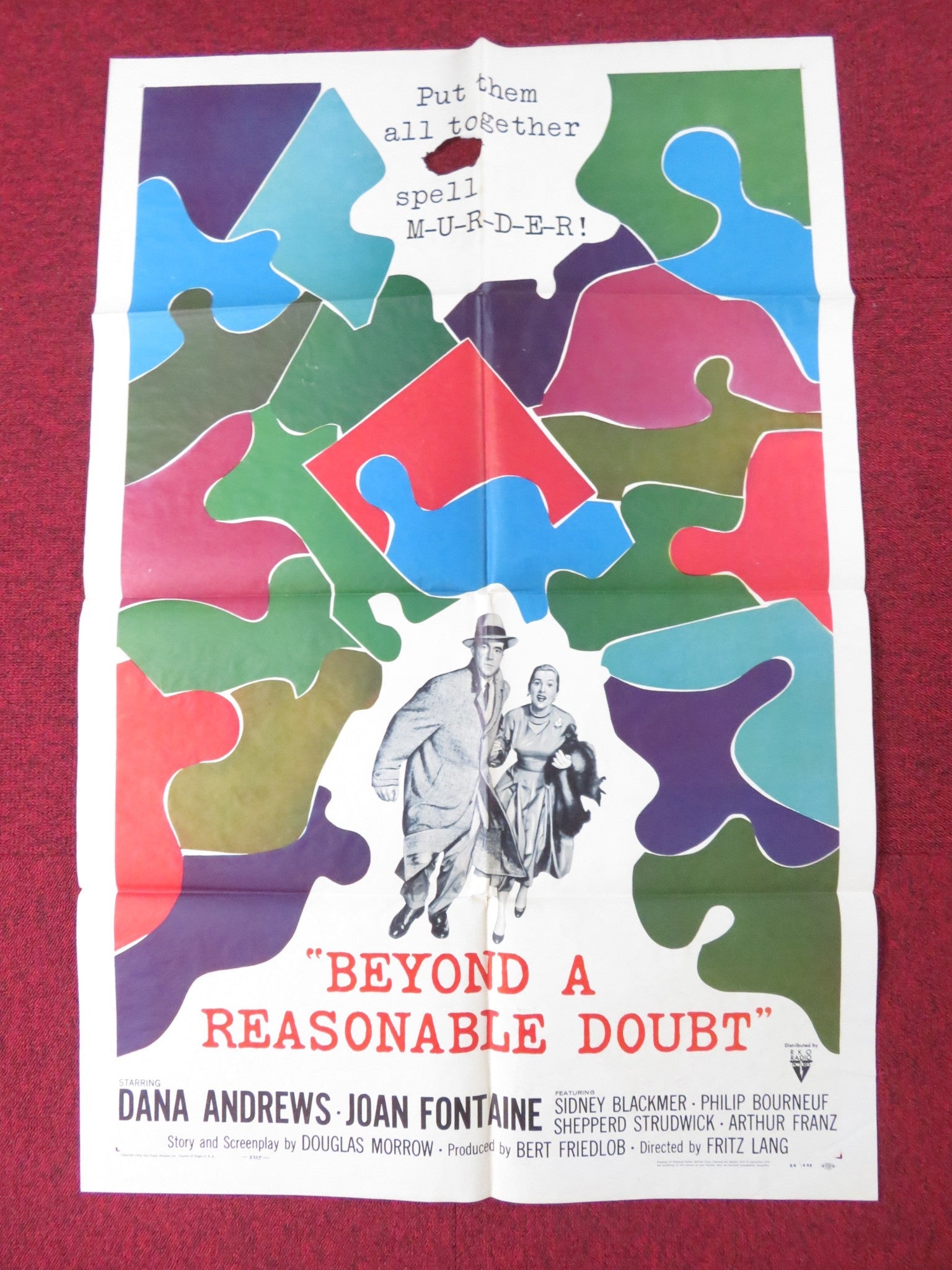 BEYOND A REASONABLE DOUBT FOLDED US ONE SHEET POSTER DANA ANDREWS 1956 Rendezvous Cinema Movie posters