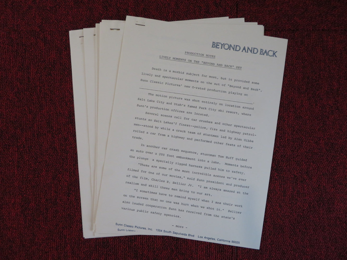 BEYOND AND BACK PRESSKIT + PHOTOS SUNN CLASSIC PICTURES INC. BRAD CRANDALL 1978 Rendezvous Cinema Movie posters