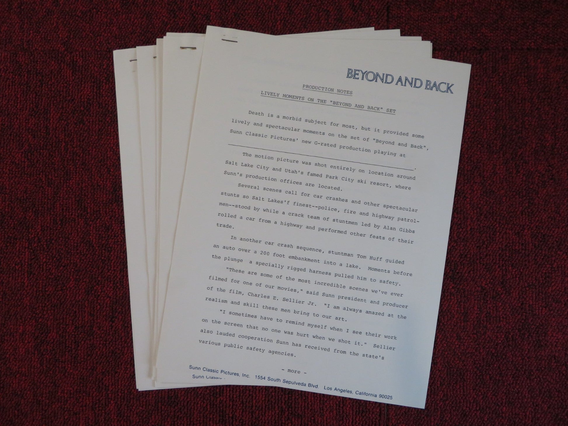 BEYOND AND BACK PRESSKIT + PHOTOS SUNN CLASSIC PICTURES INC. BRAD CRANDALL 1978 Rendezvous Cinema Movie posters