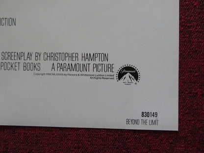 BEYOND THE LIMIT FOLDED US ONE SHEET POSTER MICHAEL CAINE RICHARD GERE 1983 Movie posters