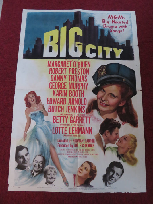 BIG CITY FOLDED US ONE SHEET POSTER MARGARET O'BRIEN ROBERT PRESTON 1948 Rendezvous Cinema Movie posters