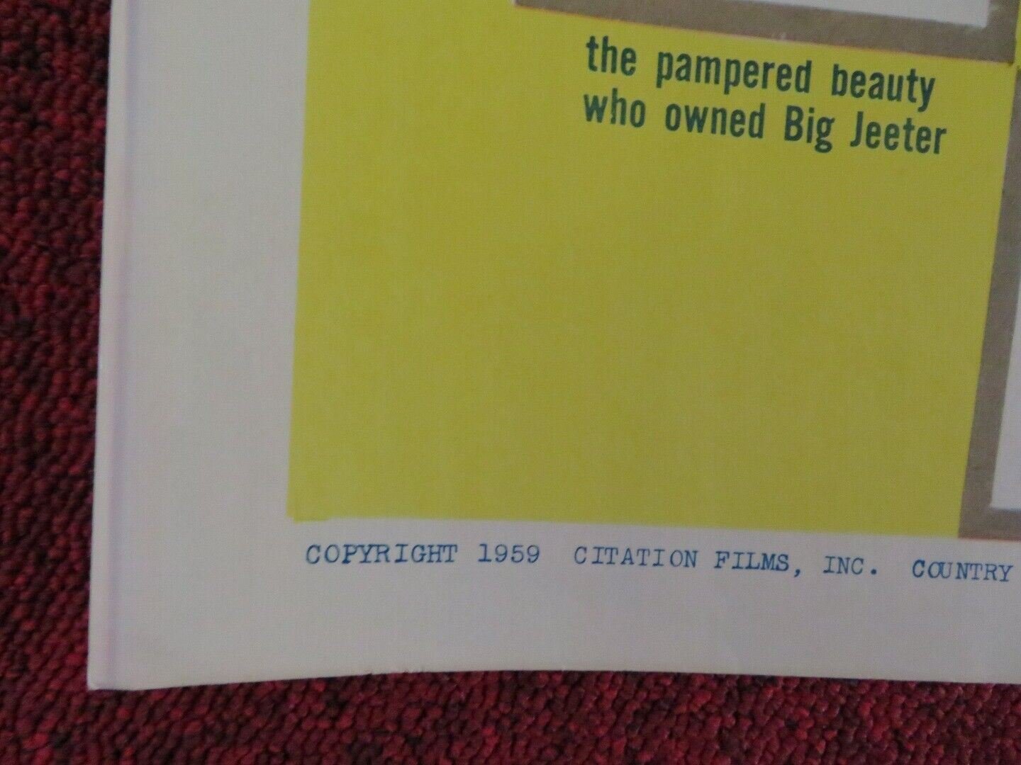 BIG JEETER US HALF SHEET (22"x 28") POSTER SYLVAN ORLANDO 1959 Movie posters