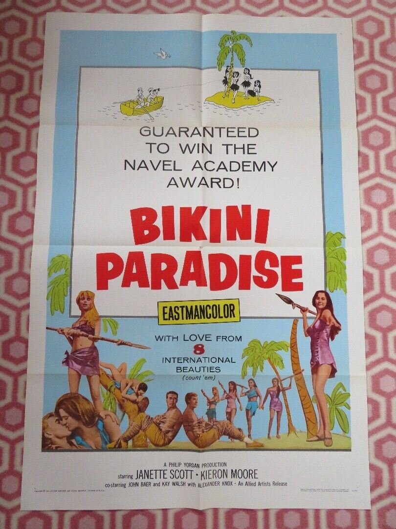 BIKINI PARADISE FOLDED US ONE SHEET POSTER JANETTE SCOTT KIERON MOORE 1967 Movie posters
