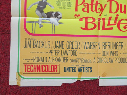 BILLIE FOLDED US ONE SHEET POSTER JIM BACKUS JANE GREER 1965 Movie posters