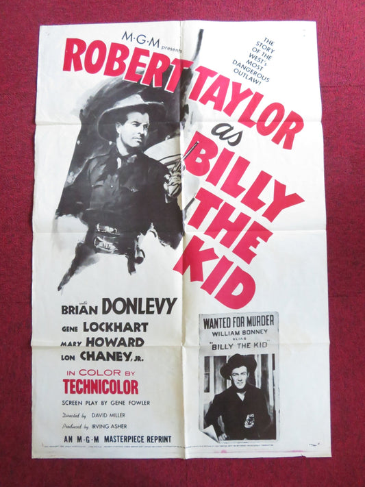 BILLY THE KID FOLDED US ONE SHEET POSTER ROBERT TAYLOR BRIAN DONLEVY R1955 Rendezvous Cinema Movie posters