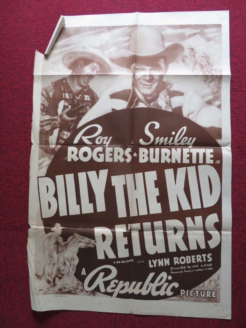 BILLY THE KID RETURNS FOLDED U.S ONE SHEET POSTER ROY ROGERS SMILEY BURNETTE - Rendezvous Cinema