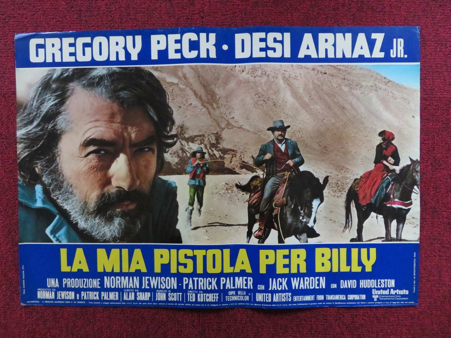 BILLY TWO HATS - A ITALIAN FOTOBUSTA POSTER GREGORY PECK DESI ARNAZ JR 1974 Rendezvous Cinema Movie posters