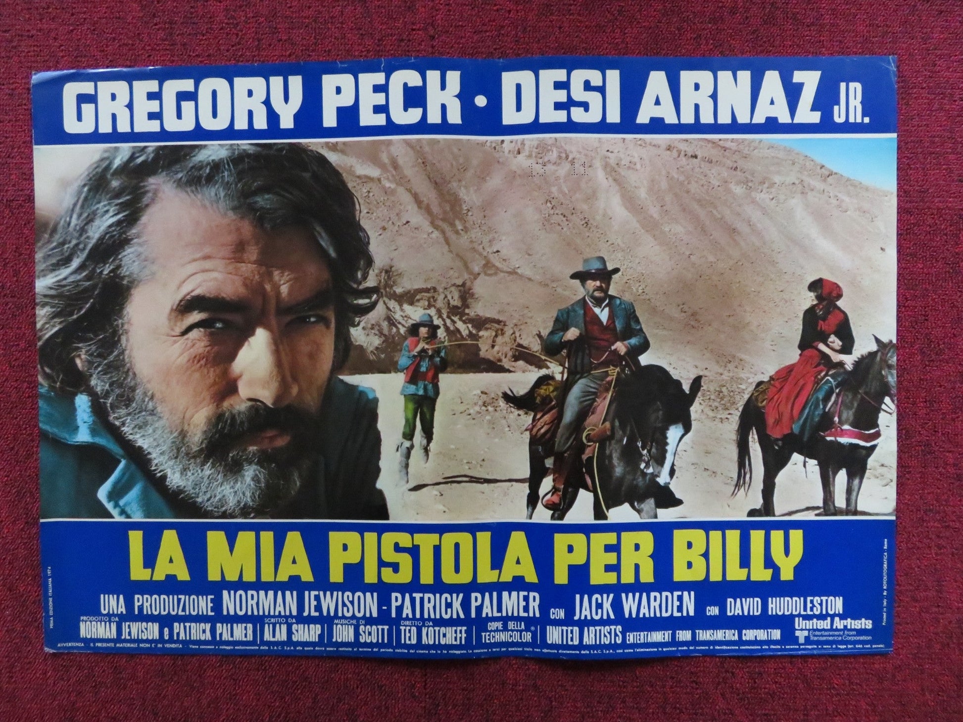 BILLY TWO HATS - A ITALIAN FOTOBUSTA POSTER GREGORY PECK DESI ARNAZ JR 1974 Rendezvous Cinema Movie posters