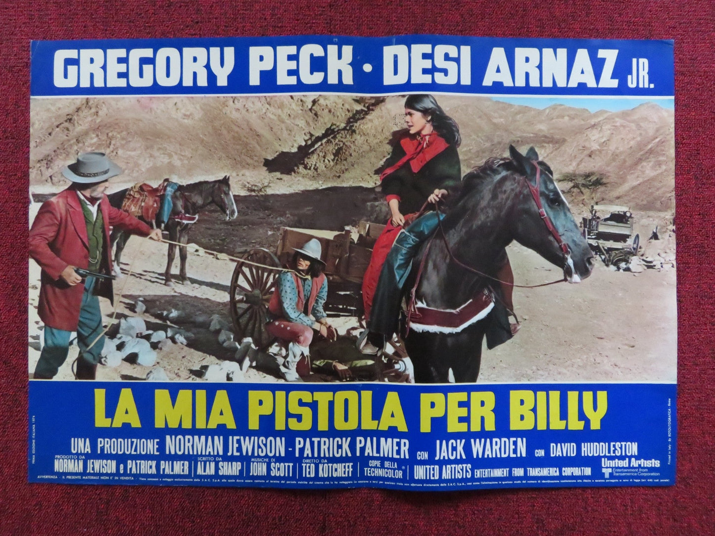 BILLY TWO HATS - B ITALIAN FOTOBUSTA POSTER GREGORY PECK DESI ARNAZ JR 1974 Rendezvous Cinema Movie posters