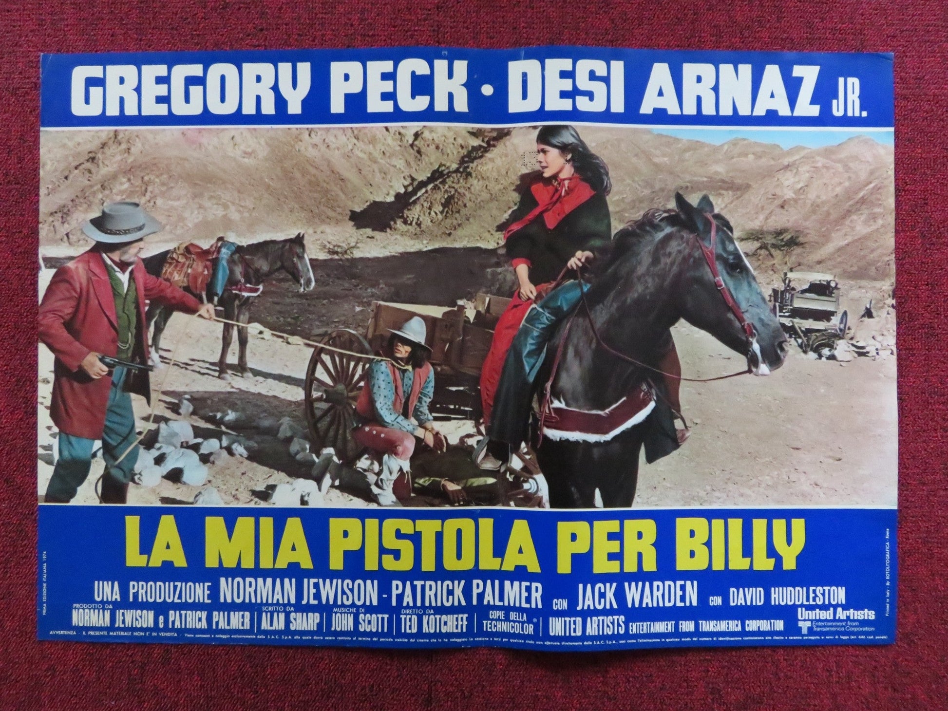 BILLY TWO HATS - B ITALIAN FOTOBUSTA POSTER GREGORY PECK DESI ARNAZ JR 1974 Rendezvous Cinema Movie posters