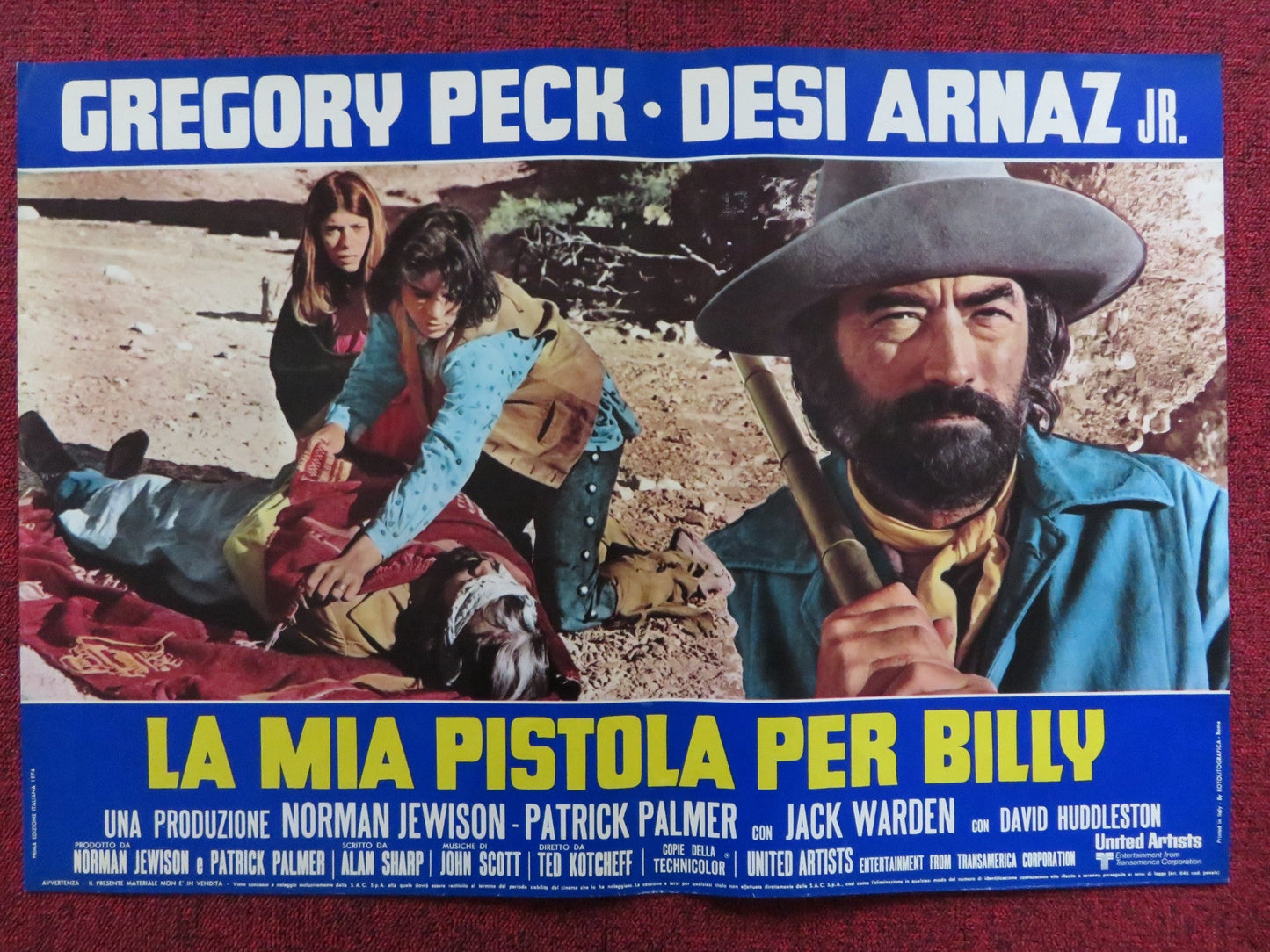 BILLY TWO HATS - D ITALIAN FOTOBUSTA POSTER GREGORY PECK DESI ARNAZ JR 1974 Rendezvous Cinema Movie posters