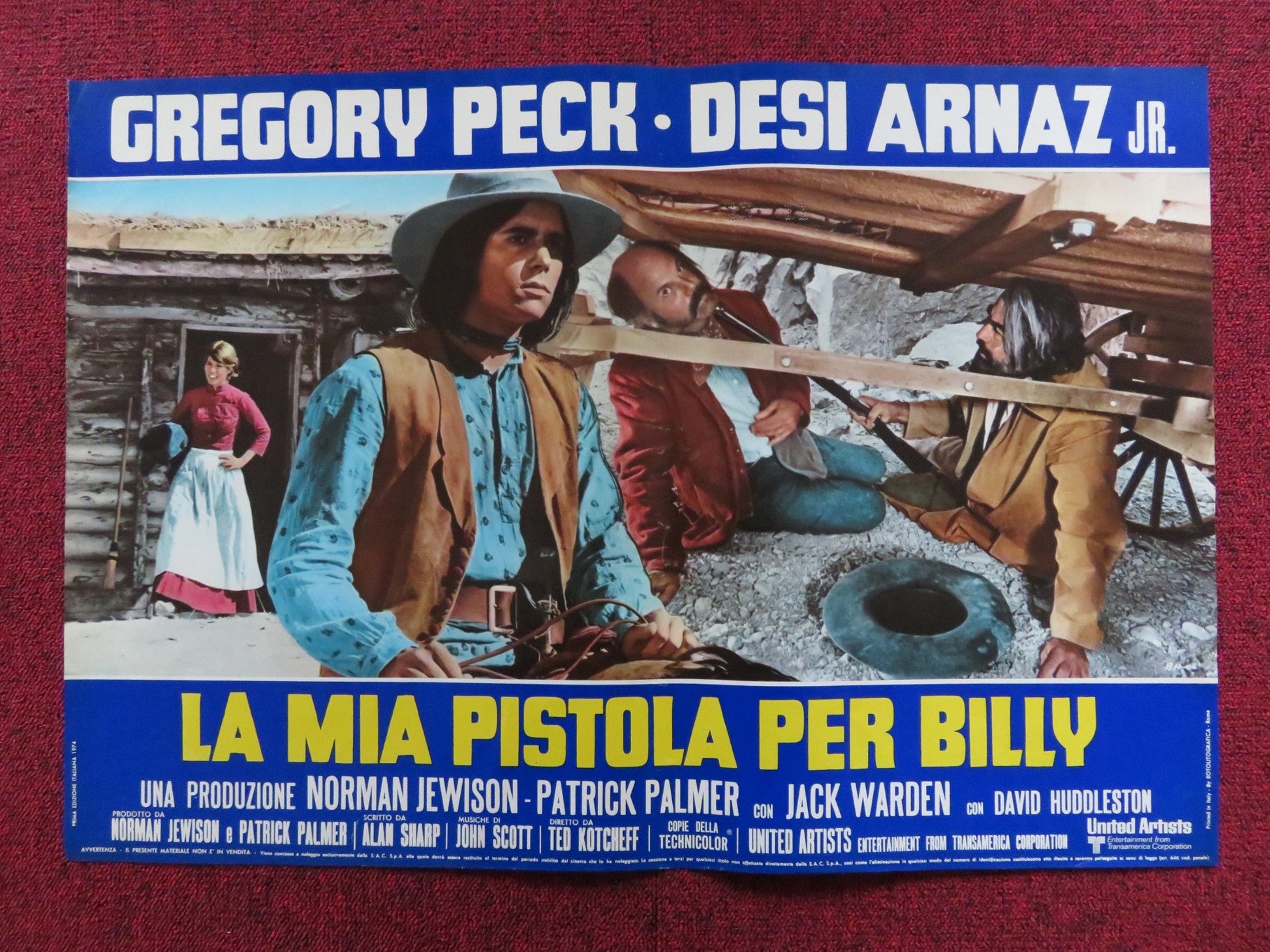BILLY TWO HATS - F ITALIAN FOTOBUSTA POSTER GREGORY PECK DESI ARNAZ JR 1974 Rendezvous Cinema Movie posters