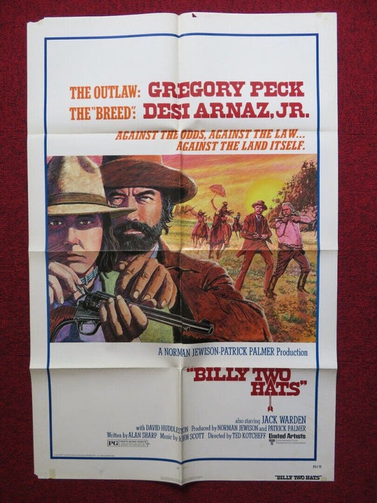 BILLY TWO HATS FOLDED US ONE SHEET POSTER GREGORY PECK DESI ARNAZ JR. 1974 Movie posters