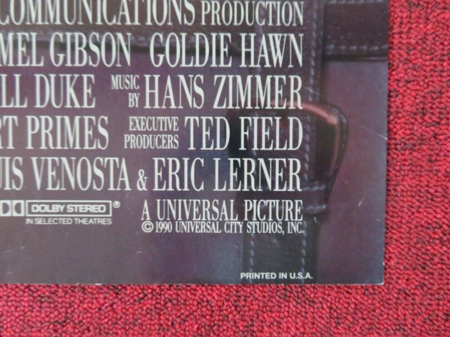 BIRD ON A WIRE FOLDED US ONE SHEET POSTER GIBSON HAWN 1990 Movie posters