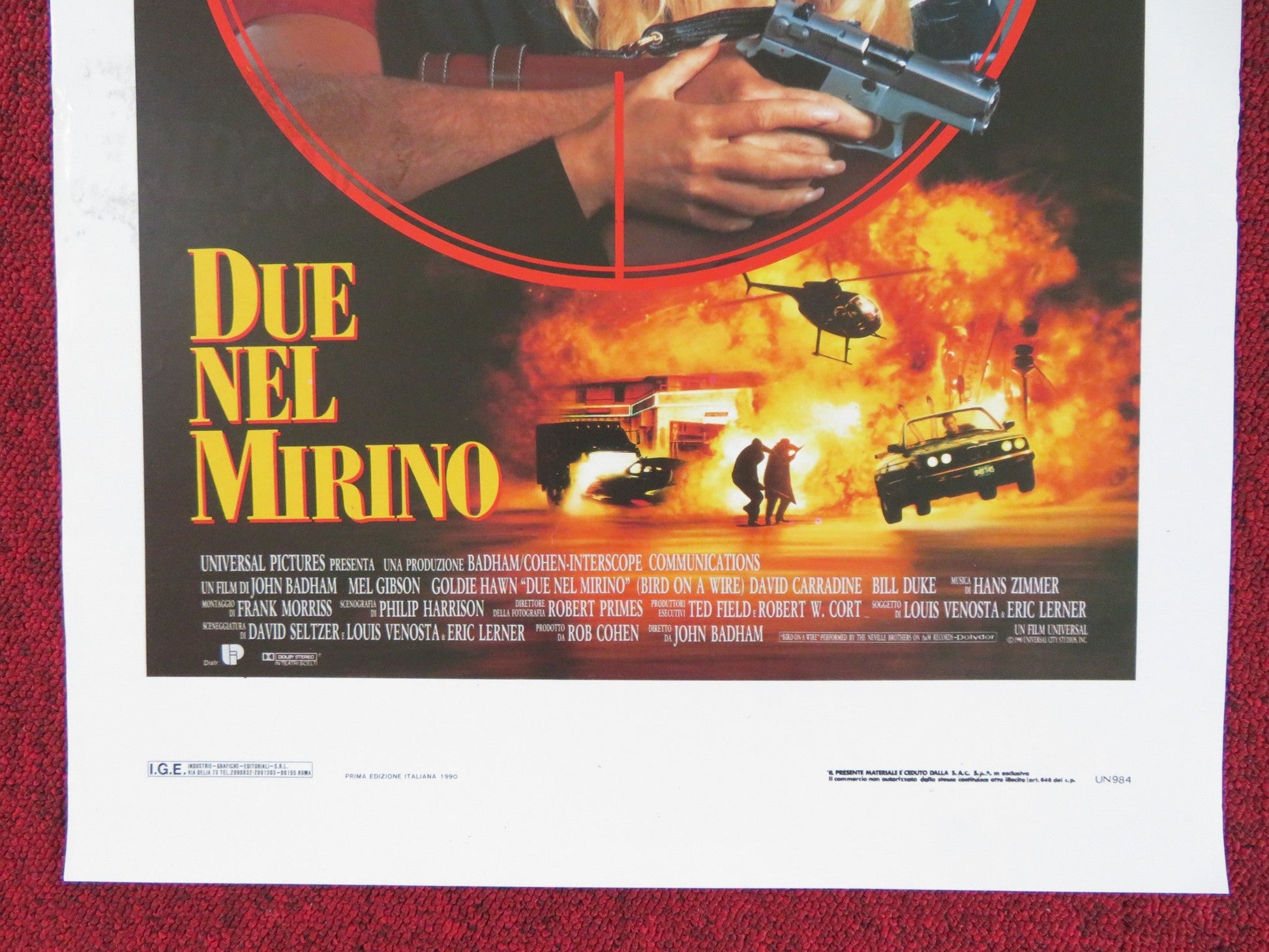 BIRD ON A WIRE ITALIAN LOCANDINA POSTER MEL GIBSON GOLDIE HAWN 1990 Rendezvous Cinema Movie posters