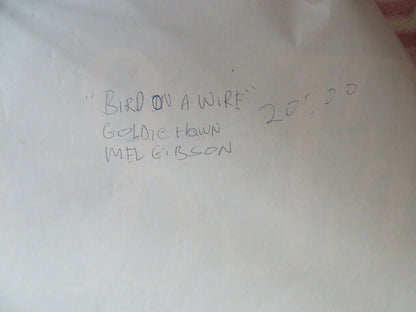 BIRD ON A WIRE VHS VIDEO US ONE SHEET POSTER ROLLED GOLDIE HAWN MEL GIBSON 1990 Movie posters