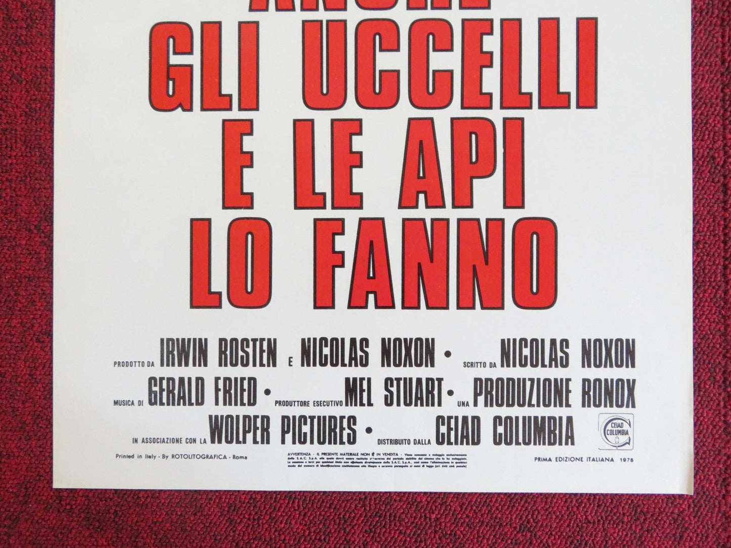 BIRDS DO IT, BEES DO IT ITALIAN LOCANDINA POSTER NICOLAS NOXON LEE BERGERE 1975 Rendezvous Cinema Movie posters