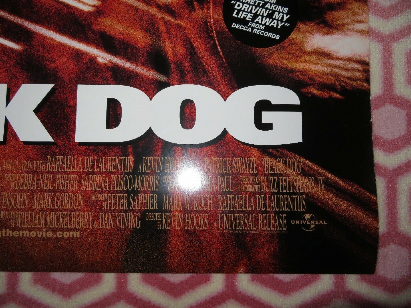 BLACK DOG US ONE SHEET ROLLED POSTER PATRICK SWAYZE 1998 Movie posters
