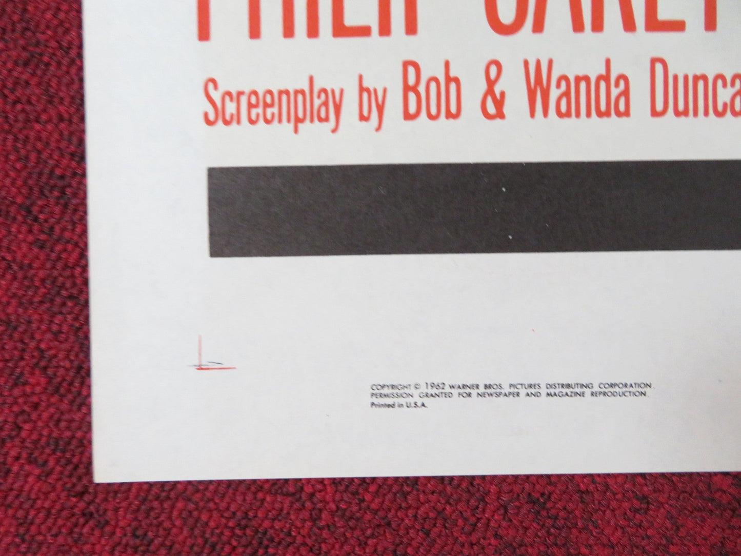 BLACK GOLD FOLDED US ONE SHEET POSTER PHILIP CAREY DIANE MCBAIN 1962 Rendezvous Cinema Movie posters