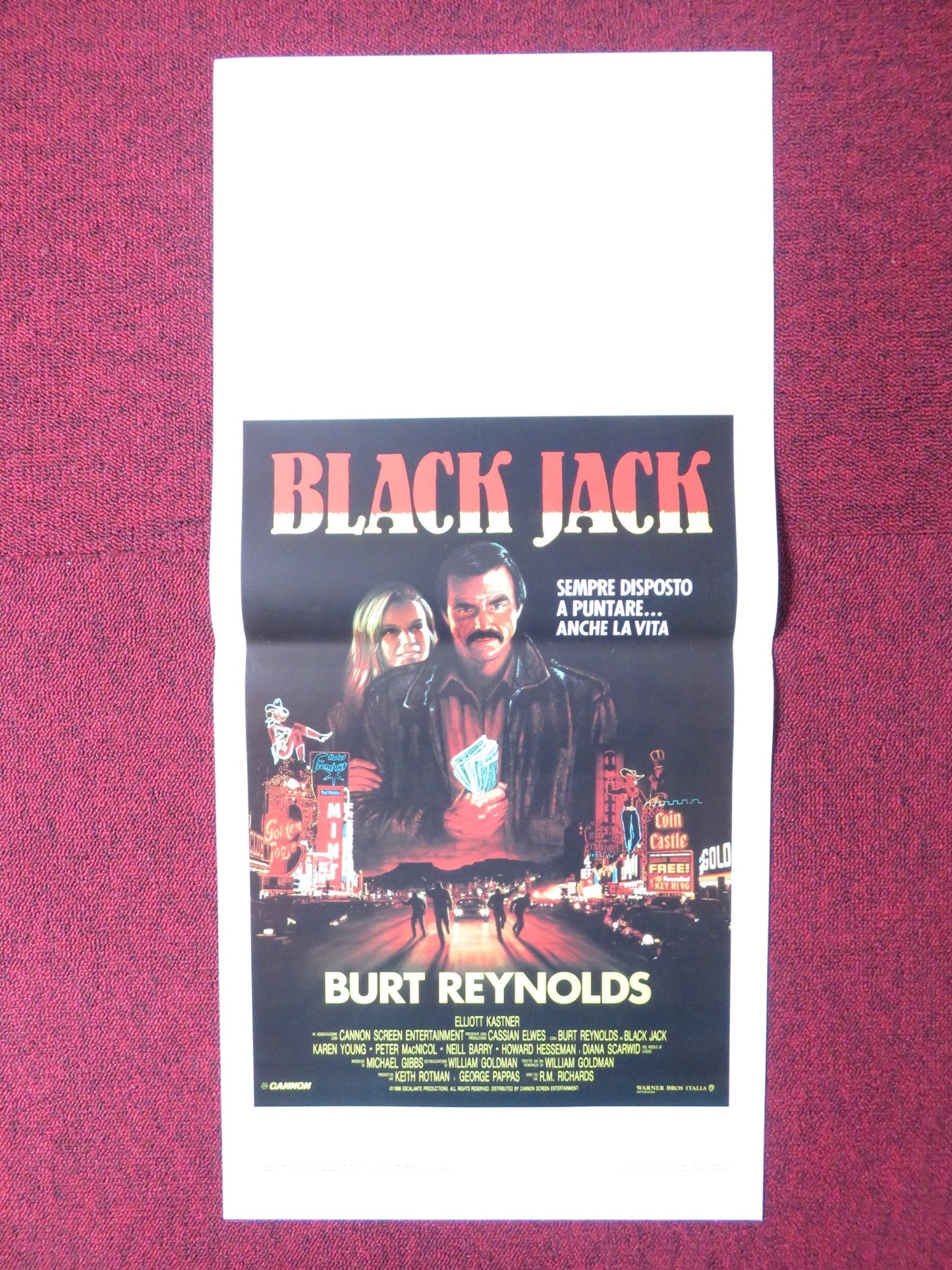 BLACK JACK / HEAT ITALIAN LOCANDINA POSTER CANNON BURT REYNOLDS KAREN YOUNG 1986 Rendezvous Cinema Movie posters