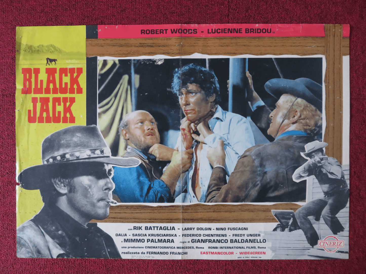 BLACK JACK ITALIAN FOTOBUSTA POSTER ROBERT WOODS LUCIENNE BRIDOU 1968 - Rendezvous Cinema