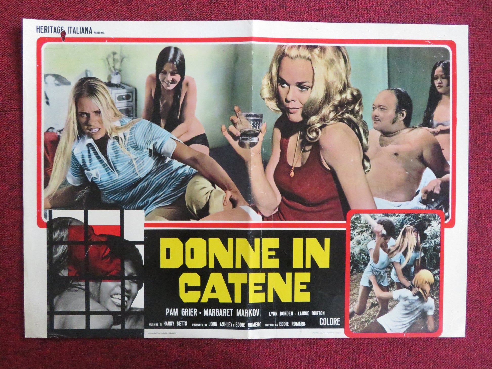 BLACK MAMA WHITE MAMA - A ITALIAN FOTOBUSTA POSTER PAM GRIER M. MARKOV 1974 Rendezvous Cinema Movie posters