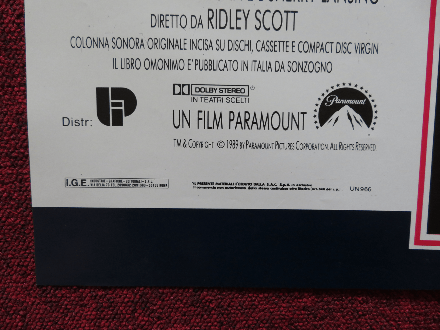 BLACK RAIN - A ITALIAN FOTOBUSTA POSTER MICHAEL DOUGLAS ANDY GARCIA 1989 Rendezvous Cinema Movie posters