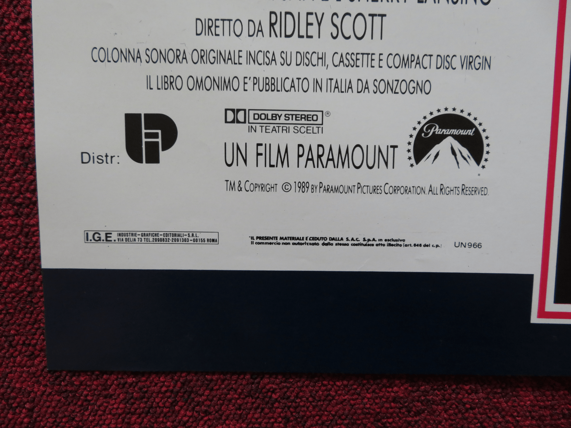 BLACK RAIN - A ITALIAN FOTOBUSTA POSTER MICHAEL DOUGLAS ANDY GARCIA 1989 Rendezvous Cinema Movie posters