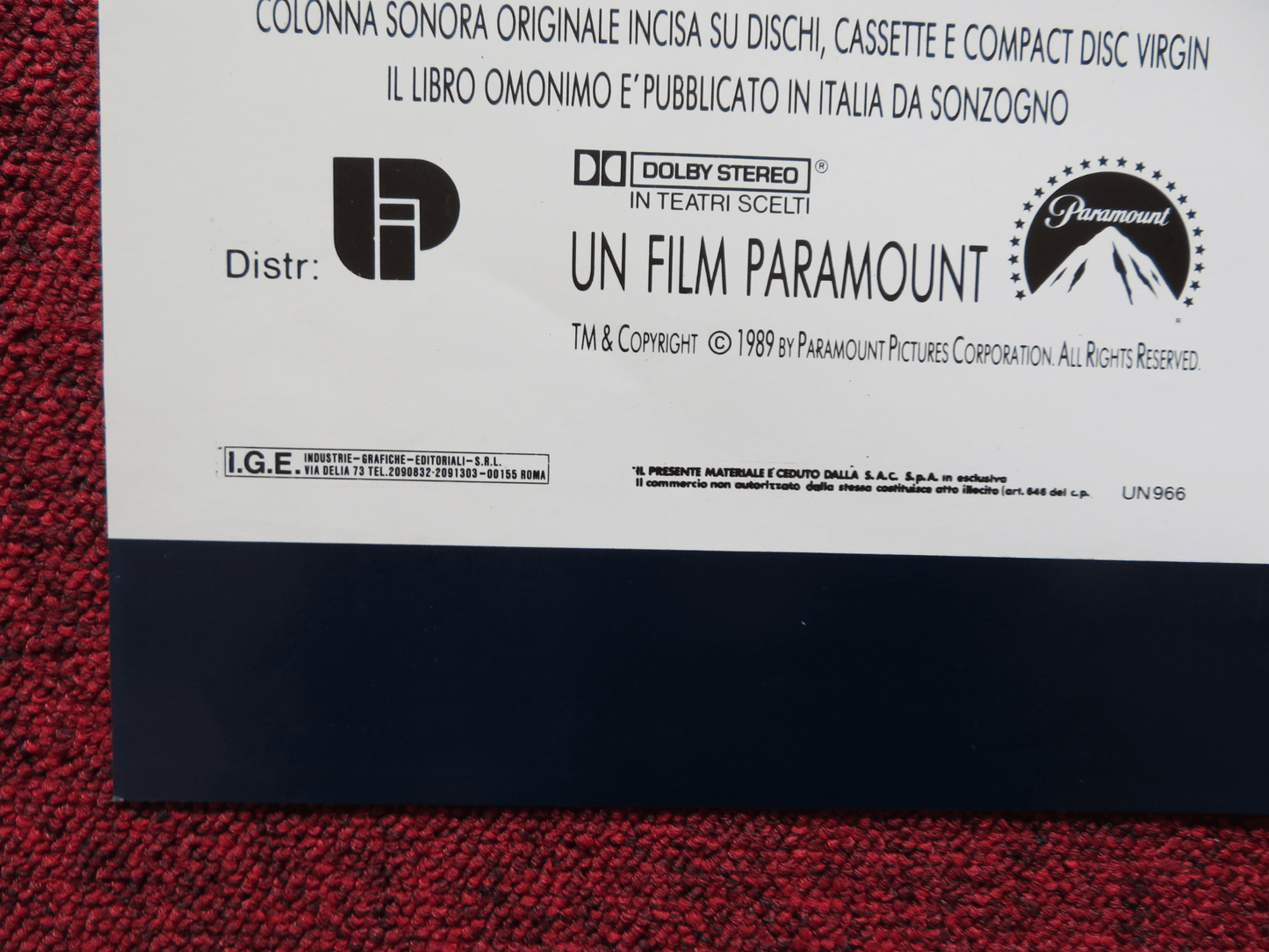 BLACK RAIN - D ITALIAN FOTOBUSTA POSTER MICHAEL DOUGLAS ANDY GARCIA 1989 Rendezvous Cinema Movie posters