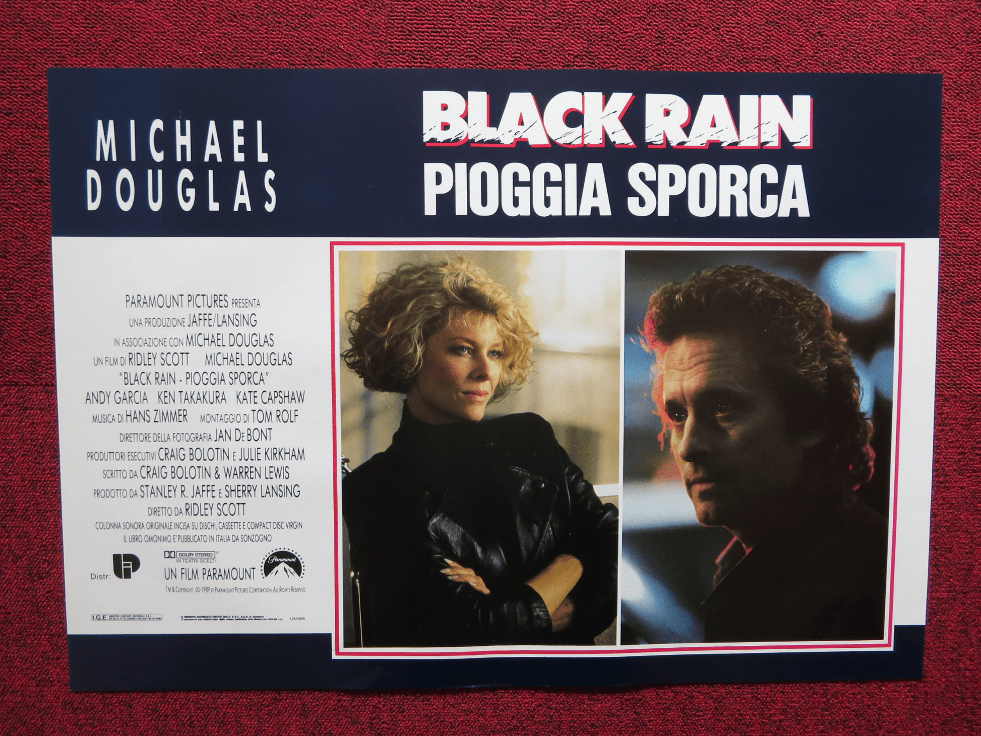 BLACK RAIN - D ITALIAN FOTOBUSTA POSTER MICHAEL DOUGLAS ANDY GARCIA 1989 Rendezvous Cinema Movie posters